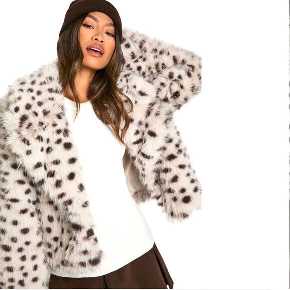 Boohoo Premium Faux Fur Leopard Coat - Picture 2 of 4